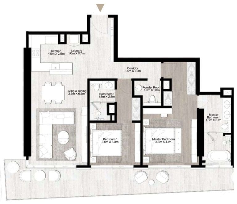 St Regis The Residences 2BR Type A1 Floor Plans