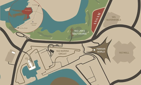 Yas Golf Collection Residences at Yas Island Location Map