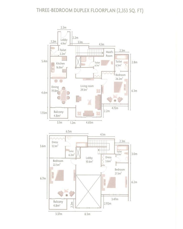 Canal Residence 3 Bedroom Duplex Floor Plan