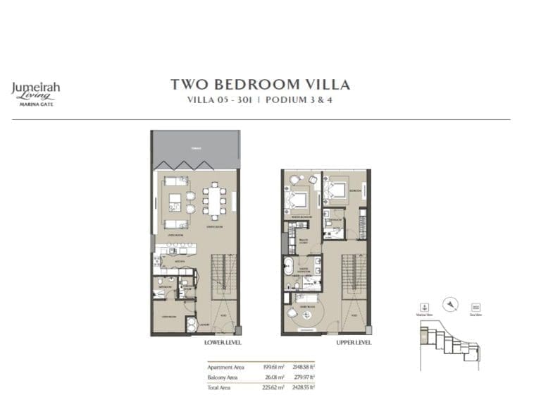 Jumeirah Living Marina Gate 2 Bedroom Villa Floor Plans