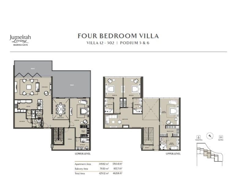 Jumeirah Living Marina Gate 4 Bedroom Villa Floor Plans