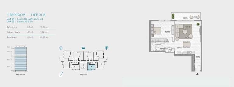 La Vie 1 Bedroom Apartment Type 01 B Floor Plans
