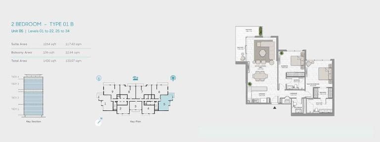 La Vie 2 Bedroom Apartment Type 01 B Floor Plans