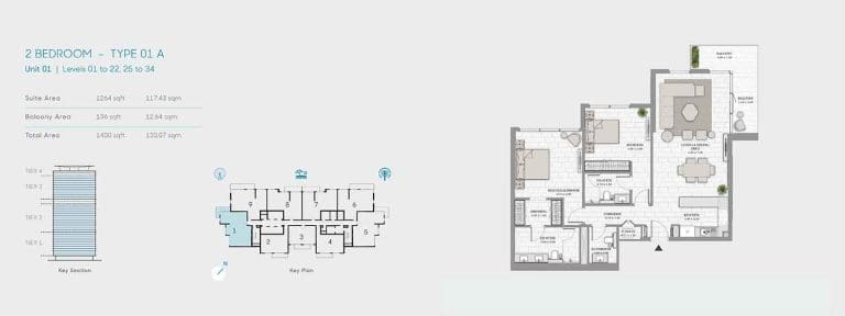 La Vie 2 Bedroom Apartment Type 01 A Floor Plans