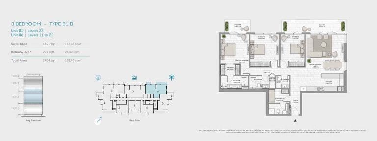 La Vie 3 Bedroom Apartment Type 01 B Floor Plans