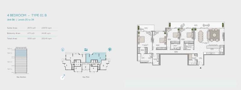 La Vie 4 Bedroom Apartment Type 01 B Floor Plans
