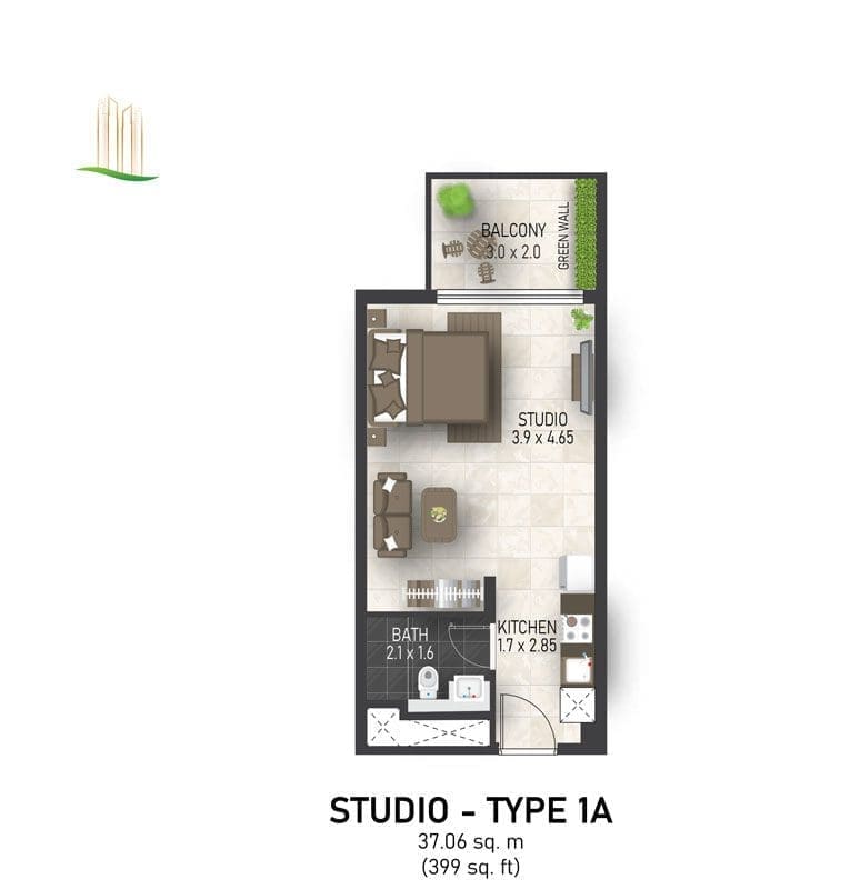 Maimoon Gardens Studio Apartment Floor Plans