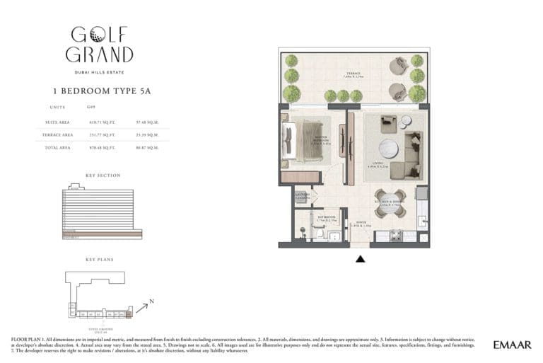 Golf Grand 1 Bedroom Apartment Type 5A Floor Plans