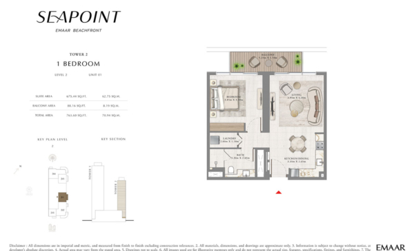 Seapoint Tower 2 - 1 Bedroom Level 2 Unit 01 Floor Plans