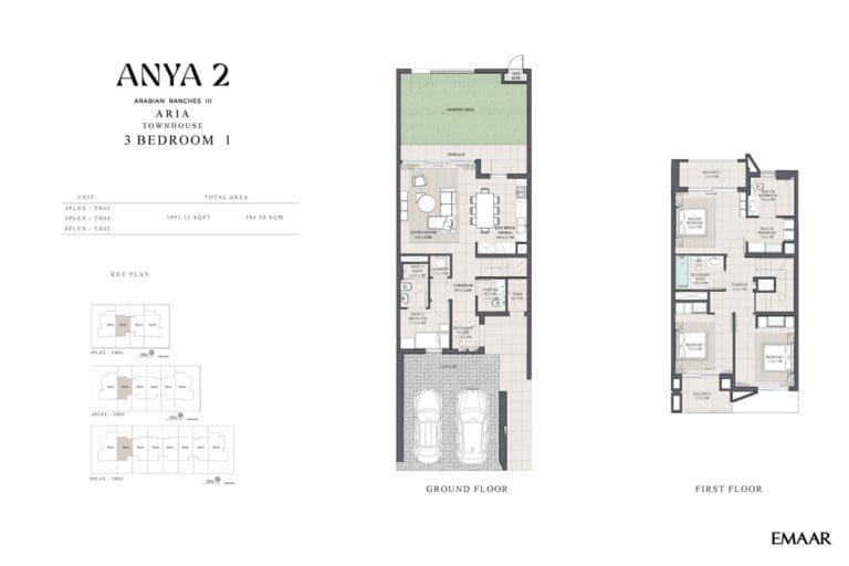 Anya 2 – 3 Bedroom Aria Townhouse Type 1 Floor Plans
