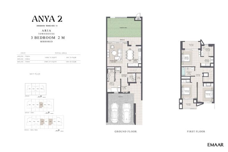 Anya 2 – 3 Bedroom Aria Townhouse Type 2M Floor Plans
