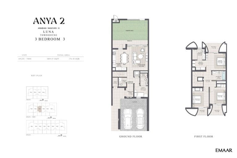 Anya 2 – 3 Bedroom Luna Townhouse Type 3 Floor Plans