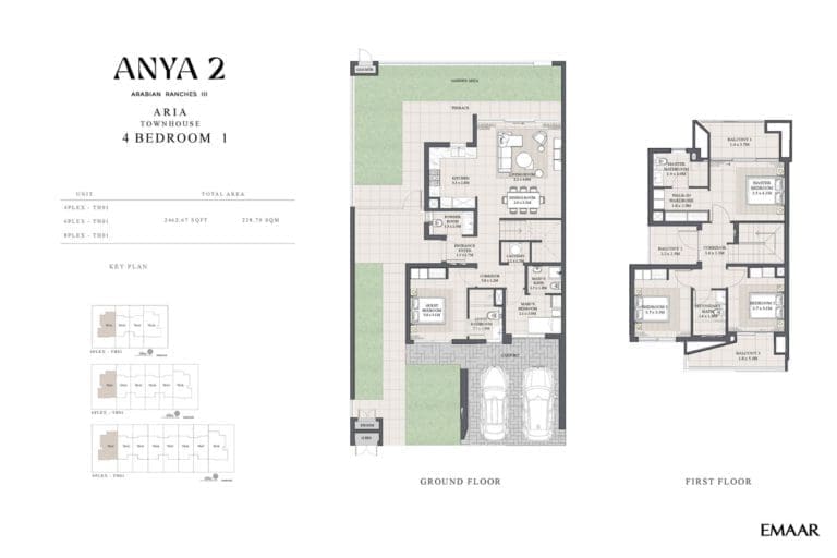 Anya 2 – 4 Bedroom Aria Townhouse Type 1 Floor Plans
