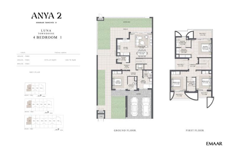 Anya 2 – 4 Bedroom Luna Townhouse Type 1 Floor Plans