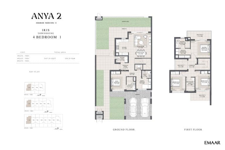 Anya 2 – 4 Bedroom Iris Townhouse Type 1 Floor Plans