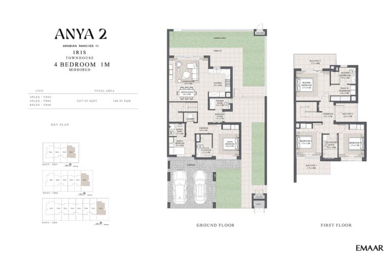 Anya 2 – 4 Bedroom Iris Townhouse Type 1M Floor Plans