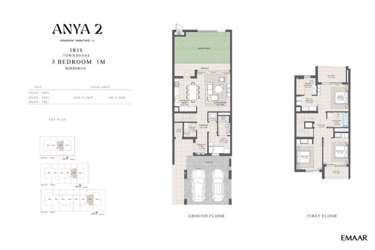 Anya 2 – 3 Bedroom Iris Townhouse Type 1M Floor Plans