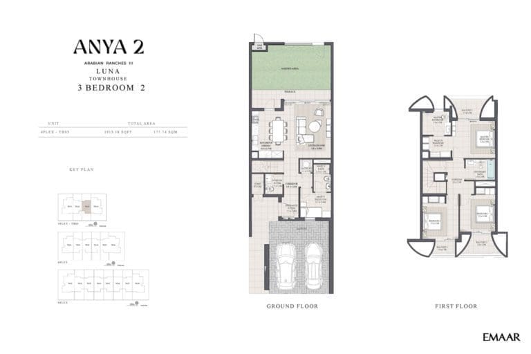 Anya 2 – 3 Bedroom Luna Townhouse Type 2 Floor Plans