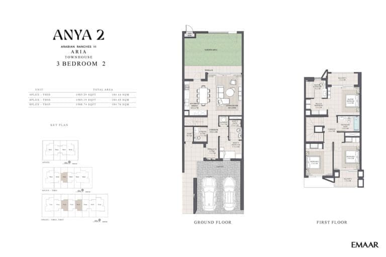 Anya 2 – 3 Bedroom Aria Townhouse Type 2 Floor Plans