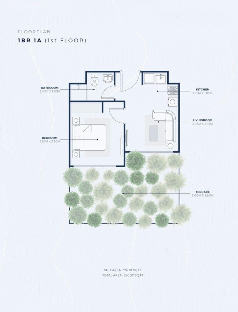 Azizi Creek Views 2 – 1 Bedroom Apartment Type 1A Floor Plans