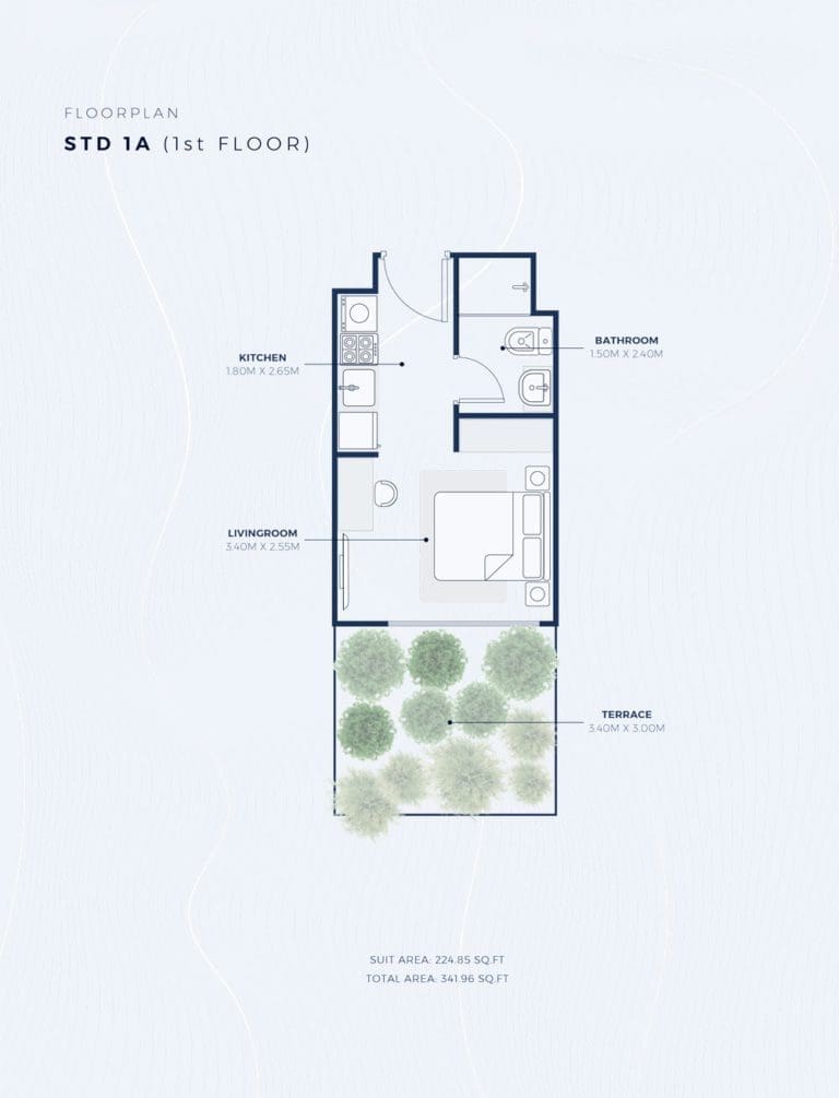Azizi Creek Views 2 – Studio Apartment Type 1A Floor Plans