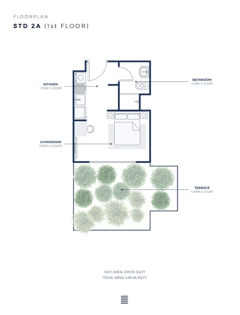 Azizi Creek Views 2 – Studio Apartment Type 2A Floor Plans