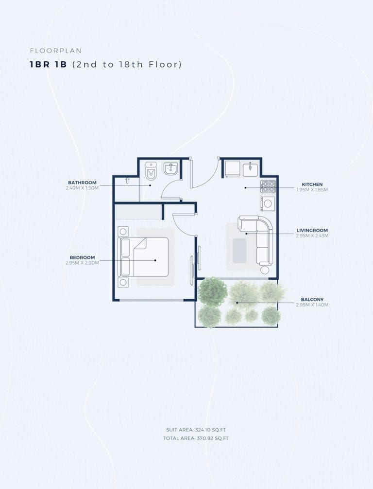 Azizi Creek Views 2 – 1 Bedroom Apartment Type 1B Floor Plans