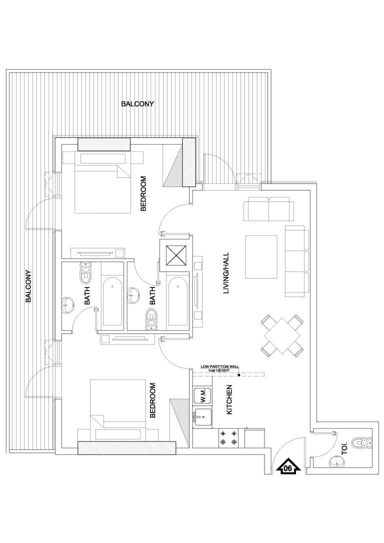 Elite Sports Residence 2 Bedroom Apartment -1 Floor Plans