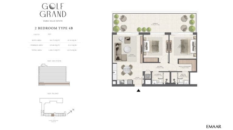 Golf Grand 2 Bedroom Apartment Type 4B Floor Plans
