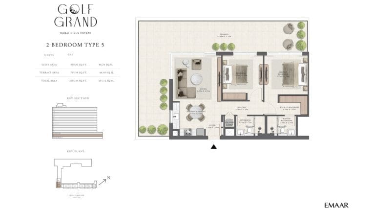 Golf Grand 2 Bedroom Apartment Type 5 Floor Plans