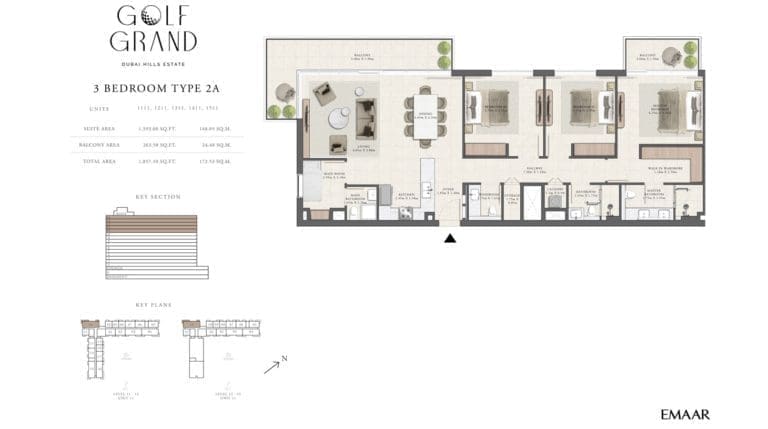 Golf Grand 3 Bedroom Apartment Type 2A Floor Plans