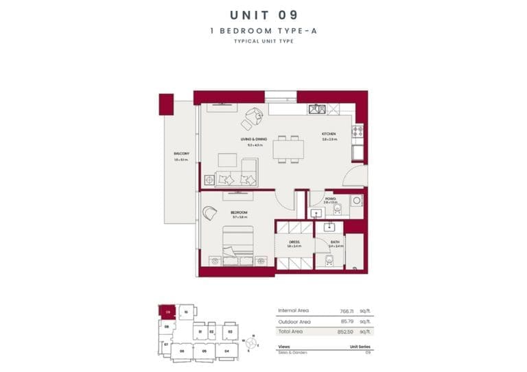 Hadley Heights 1 Bedroom Apartment Type A Unit 09 Floor Plans