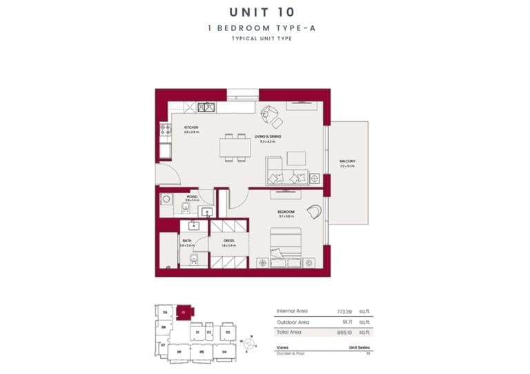 Hadley Heights 1 Bedroom Apartment Type A Unit 10 Floor Plans