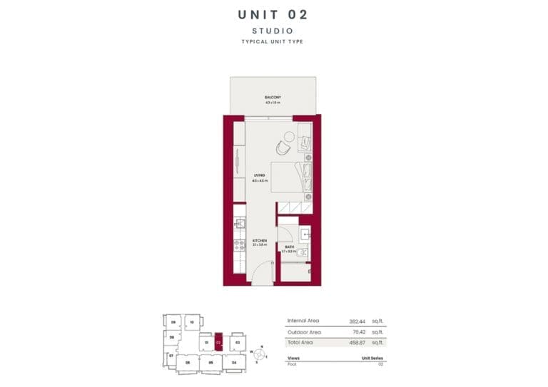 Hadley Heights Studio Apartment Unit 02 Floor Plans