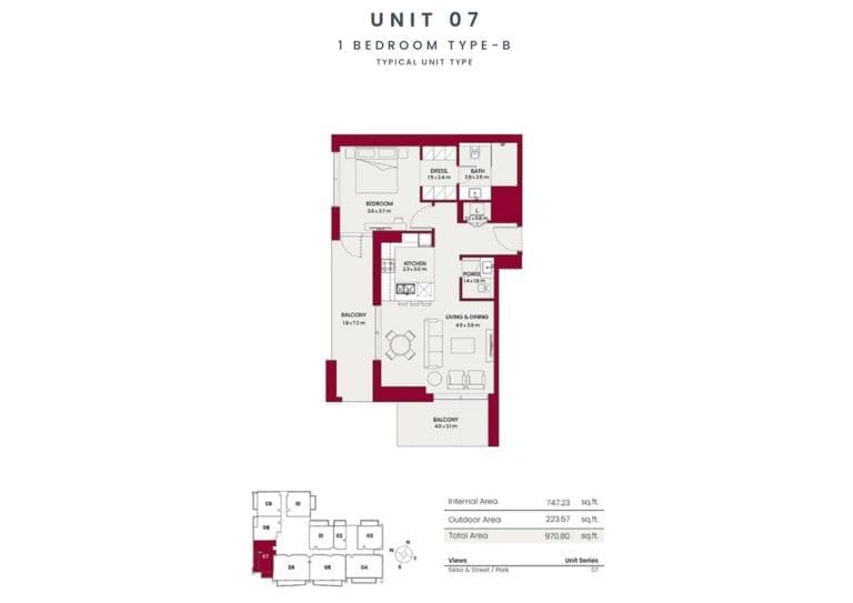 Hadley Heights 1 Bedroom Apartment Type B Unit 07 Floor Plans