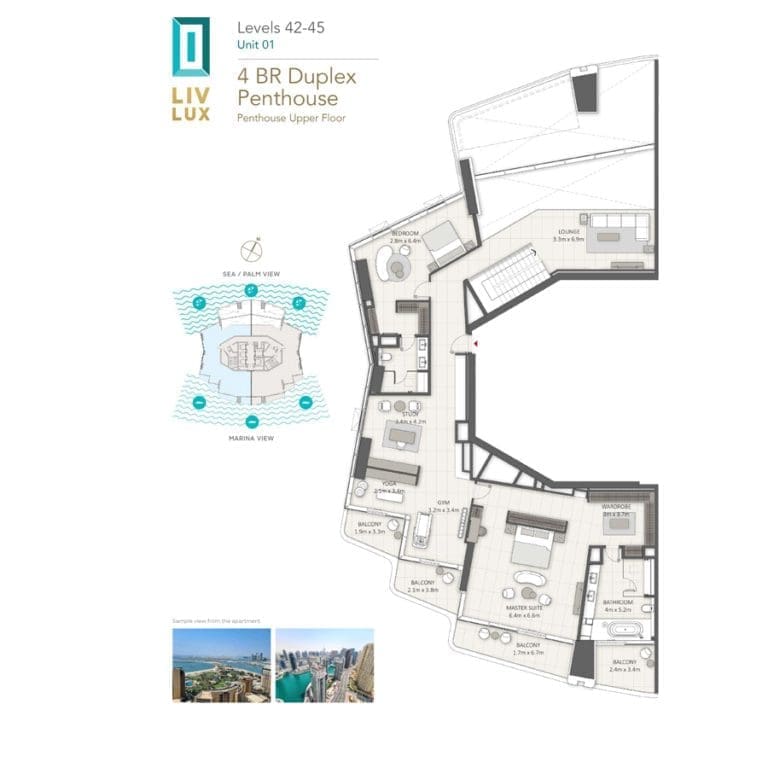 Liv Lux 4 Bedroom Duplex Superlux Penthouse Unit 01 Upper Floor Plans