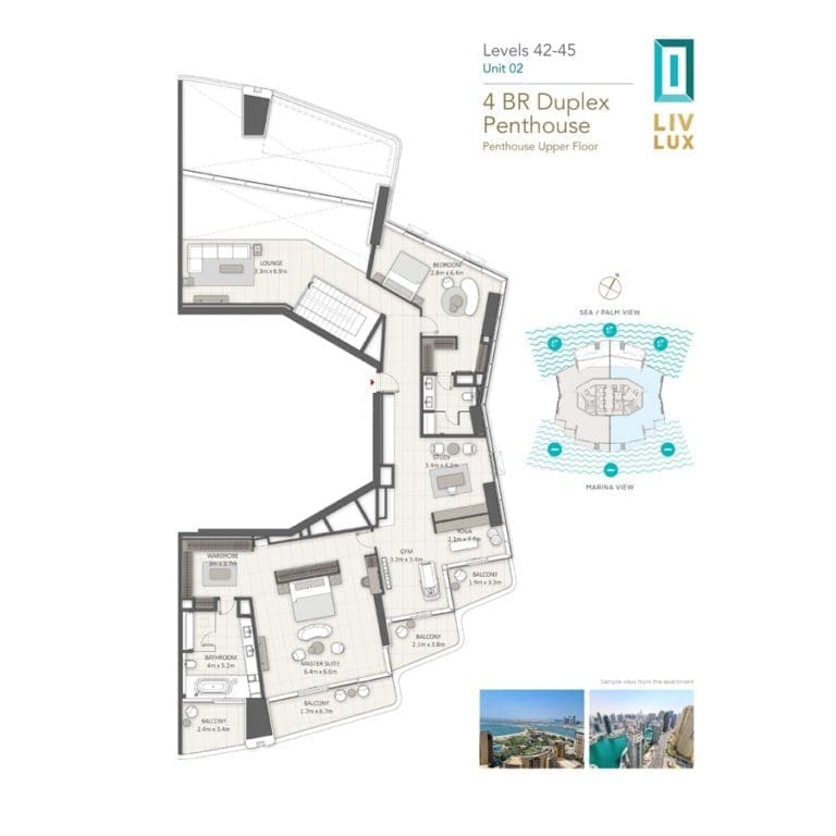 Liv Lux 4 Bedroom Duplex Superlux Penthouse Unit 02 Upper Floor Plans