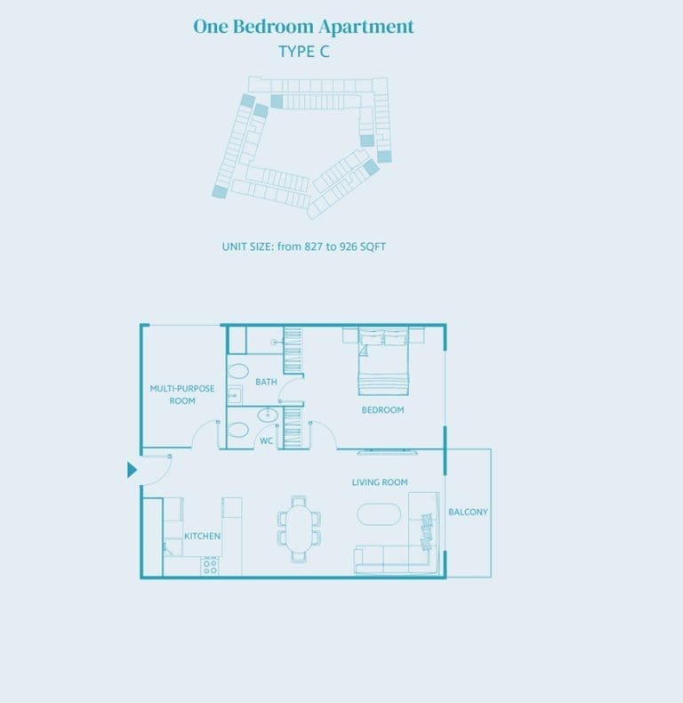 Luma22 1 Bedroom Apartment Type C Floor Plans
