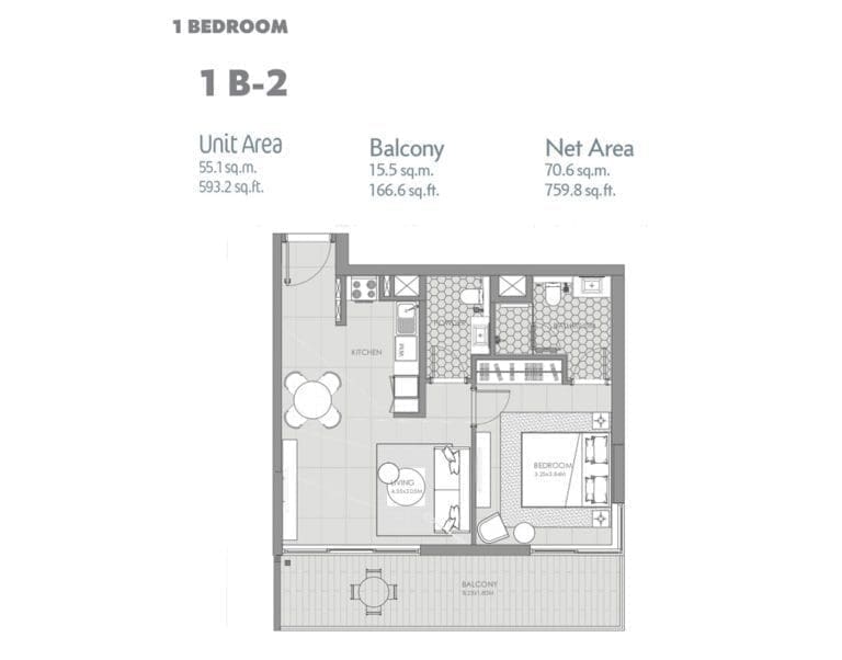 Mag City 1 Bedroom Apartment Type 1B-2 Floor Plans