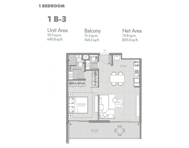 Mag City 1 Bedroom Apartment Type 1B-3 Floor Plans
