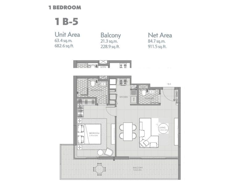 Mag City 1 Bedroom Apartment Type 1B-5 Floor Plans
