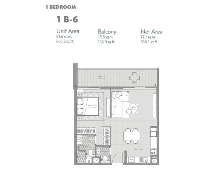 Mag City 1 Bedroom Apartment Type 1B-6 Floor Plans