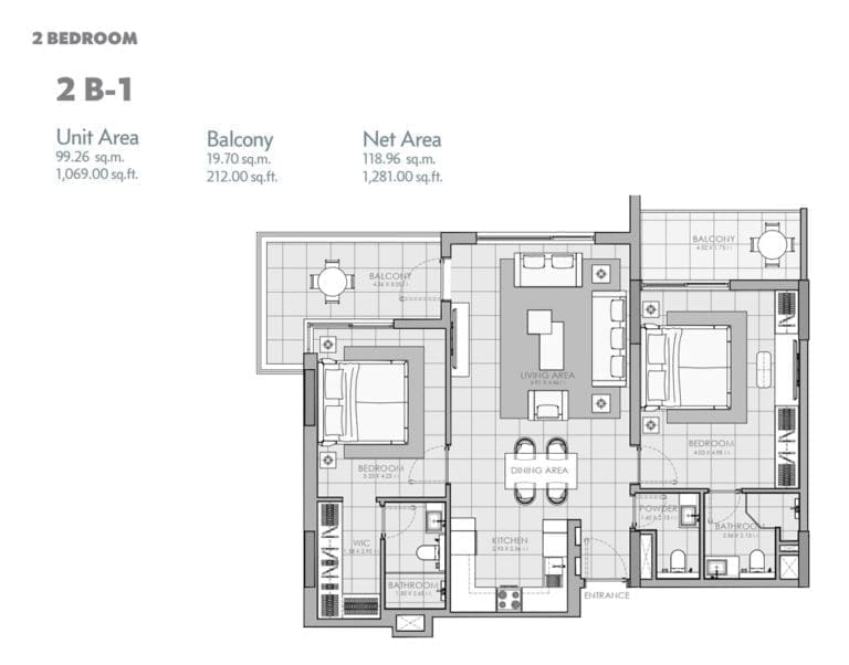 Mag City 2 Bedroom Apartment Type 1B-1 Floor Plans