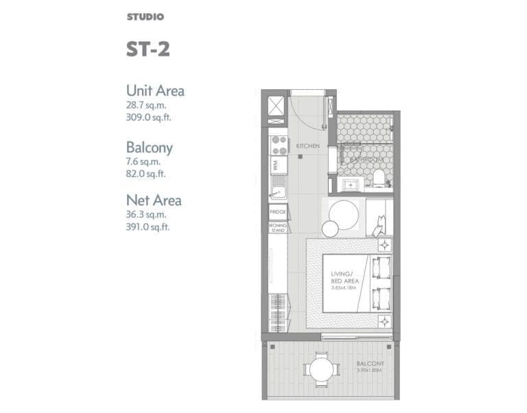 Mag City Studio Apartment Type ST-2 Floor Plans