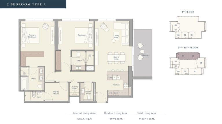Quayside Apartment 2 Bedroom Apartment Type A Floor Plans