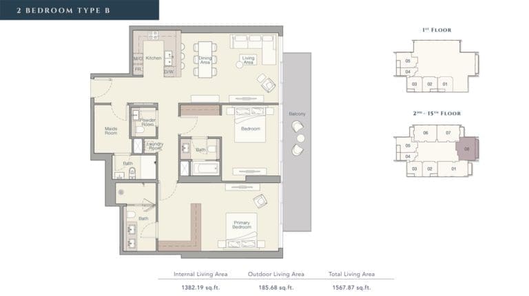Quayside Apartment 2 Bedroom Apartment Type B Floor Plans