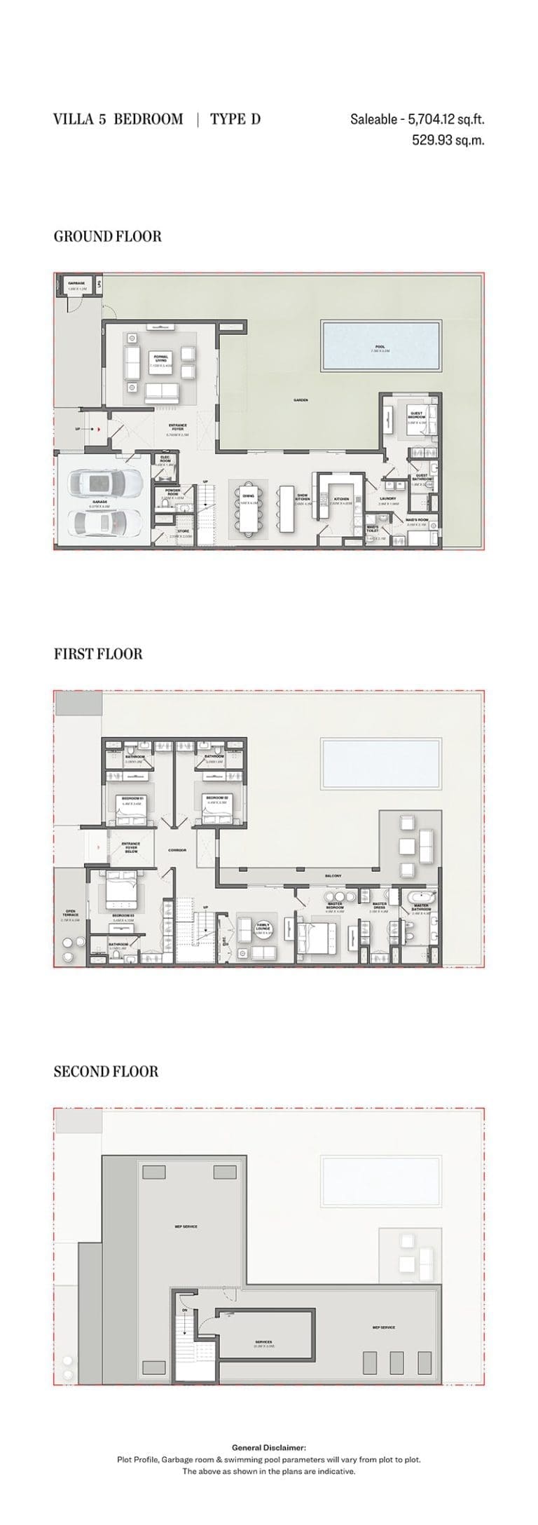 Sobha Reserve 5 Bedroom Villas Type D Floor Plans