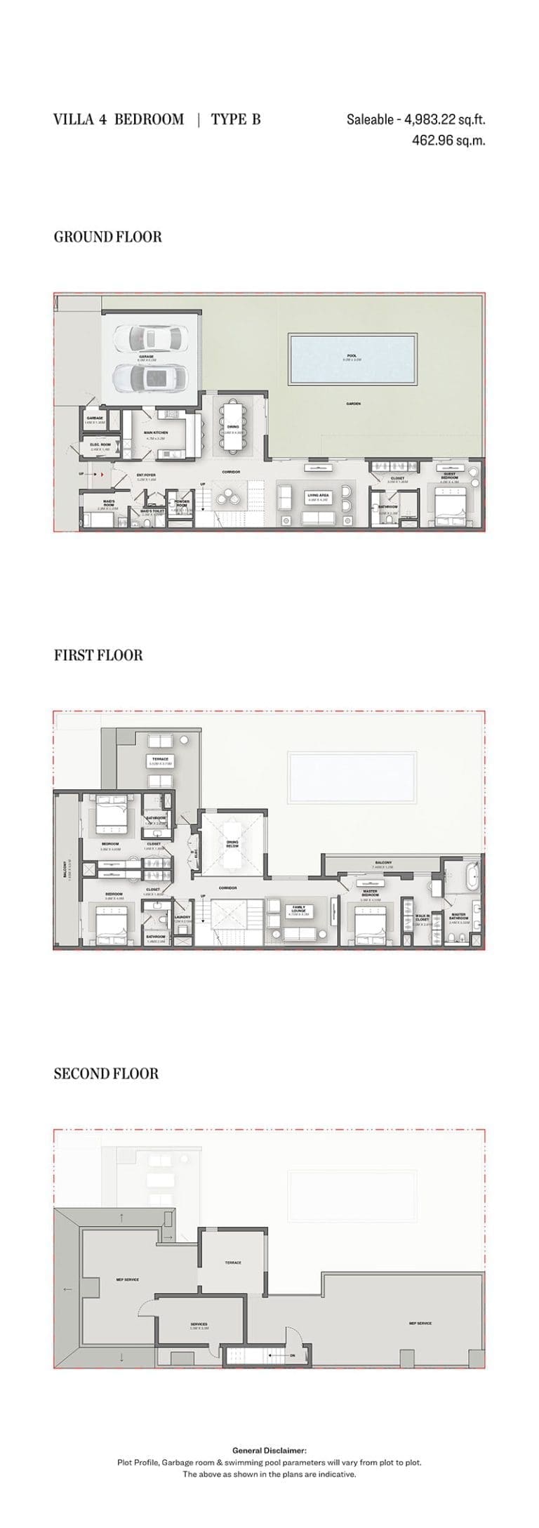 Sobha Reserve 4 Bedroom Villas Type B Floor Plans