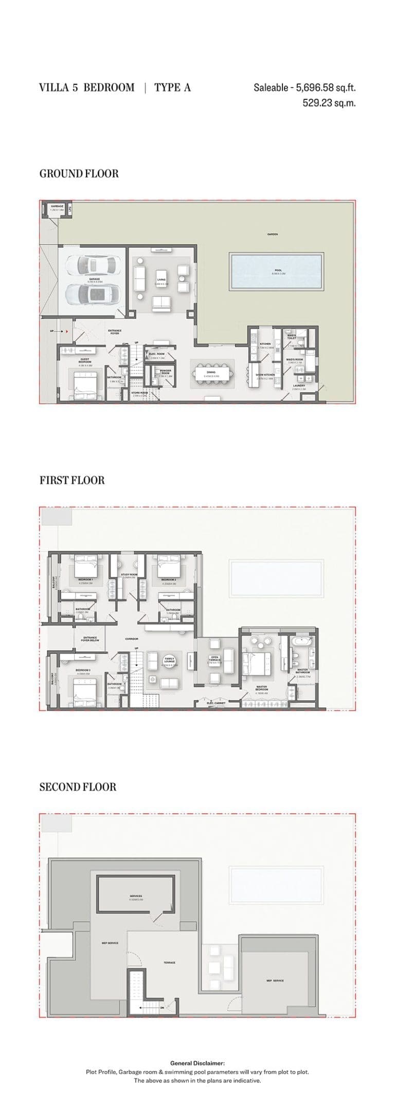 Sobha Reserve 5 Bedroom Villas Type A Floor Plans