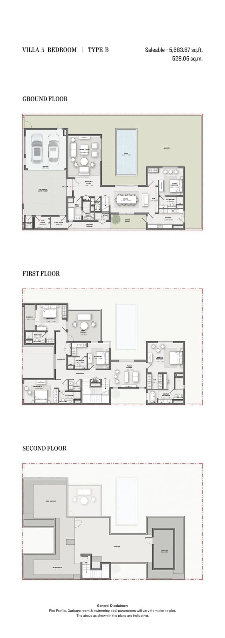 Sobha Reserve 5 Bedroom Villas Type B Floor Plans